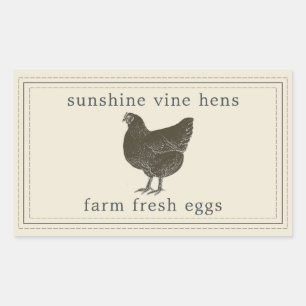 Verse Eieren Label Met Oude Kip Illustratie