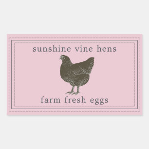 Verse Eieren Oud-Henne Eierdoos Roze Rechthoekige Sticker
