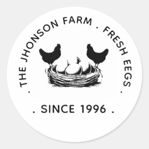 Verse Eieren Uw Naam Kippen Hennen Eierstempel Ronde Sticker