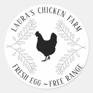 Verse Eitjes Kip Boerderij Kartellabel Mini Ronde Sticker