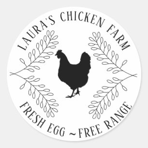 Verse Eitjes Kip Boerderij Kartellabel Mini Ronde Sticker
