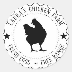 Verse Eitjes Kip Boerderij Kartellabel Mini Ronde Sticker