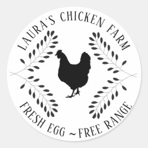 Verse Eitjes Kip Boerderij Kartellabel Mini Ronde Sticker