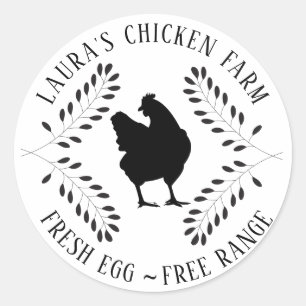Verse Eitjes Kip Boerderij Kartellabel Mini Ronde Sticker