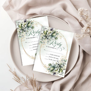 Verse Elegantie Groene en Gouden Eucalyptus Bruilo RSVP Kaartje