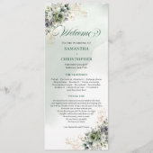 Verse Elegantie Groene en Witte Trouwprogramma Programma (Voorkant)