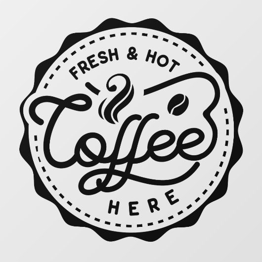 Verse en Heet Koffie Hier Raamsticker (Vel)