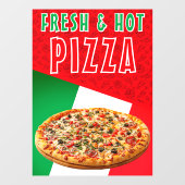 Verse en hete pizza met pizza explosie raamsticker (Vel)