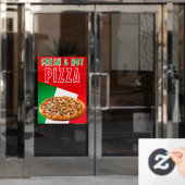Verse en hete pizza met pizza explosie raamsticker (Kantoordeur)
