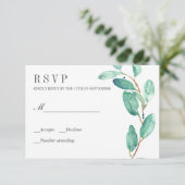 Verse eucalyptus bladeren bruiloft RSVP (Staand voorkant)