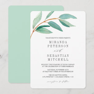 Verse Eucalyptus Branch Leaves Botanical Wedding Kaart