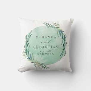 Verse eucalyptus monogram bruiloft aandenken kussen