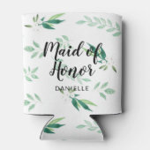 Verse Foliage Botanische Maid of Honor Monogrammed Blikjeskoeler (Achterkant)