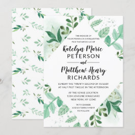 Verse Foliage Botanische Waterverf Diamond Bruilof Kaart