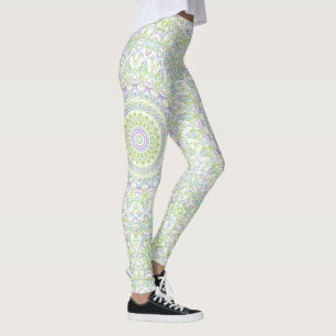 Verse Frühlingsmandala in Groen, Blauw en Lavendel Leggings