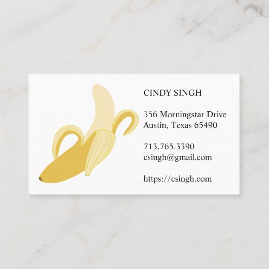 VERSE FRUITS: geïllustreerde bananen Visitekaartje (Achterkant)