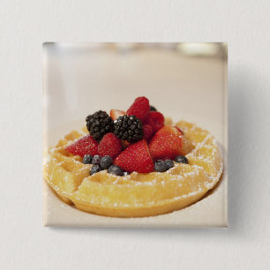 Verse fruitwafel vierkante button 5,1 cm