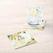 Verse Gele Citroenen Trouwfeest Vierkante Kartonnen Onderzetter (Insitu)