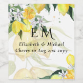 Verse Gele Citroenen Trouwfeest Wijn Etiket (Enkel label)