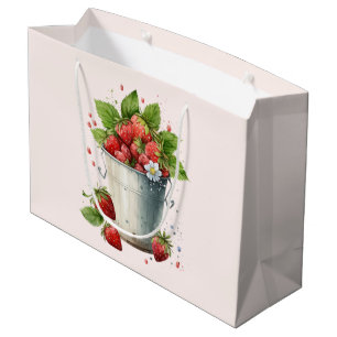 Verse geplukte aardbeien in een emmer groot cadeauzakje