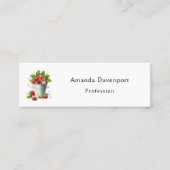 Verse geplukte aardbeien in een emmer mini visitekaartje (Voorkant)