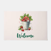 Verse geplukte aardbeien in een emmer Welkom Deurmat (Voorkant)