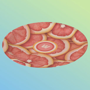 Verse geplukte roze grapefruit monogram Initiaal Papieren Bordje