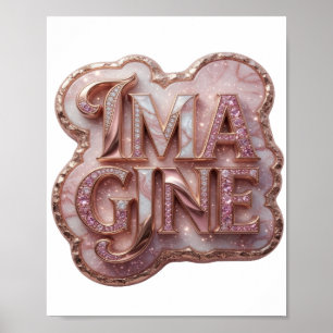 Verse Goud IMAGINE 3D Tekst Kunst Poster