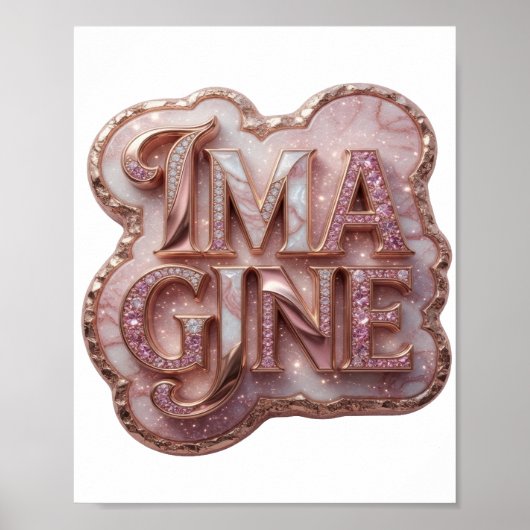 Verse Goud IMAGINE 3D Tekst Kunst Poster (Voorkant)