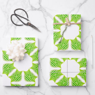 Verse Groen Geometrisch Bladpatroon Cadeaupapier