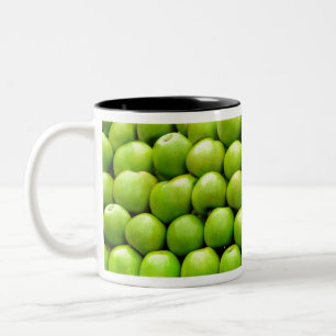Verse groene appel fruit patroon achtergrond tweekleurige koffiemok