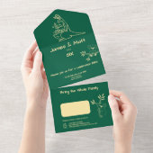 Verse groene Australische dieren tweelingverjaarda All In One Uitnodiging (Afscheurbaar)