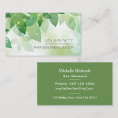 Verse groene bladeren Sparkle Spa & Beauty Visitekaartje (Voorkant / Achterkant)