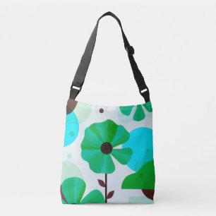 Verse groene bloemige moderne boodschappentas crossbody tas
