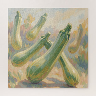 Verse Groene Courgette Impressionistische Schilder Legpuzzel