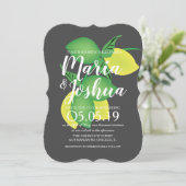 Verse groene gele Lemon Silo Pattern Gray Weddensc Kaart (Staand voorkant)