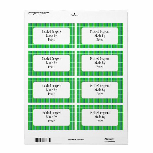 Verse groene geplakte aangepaste bliksetiketten etiket (Full Sheet)