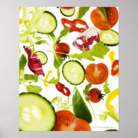 Verse groenten en fruit, gemengd met gesloten deur