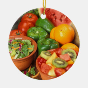 Verse groenten en fruit keramisch ornament