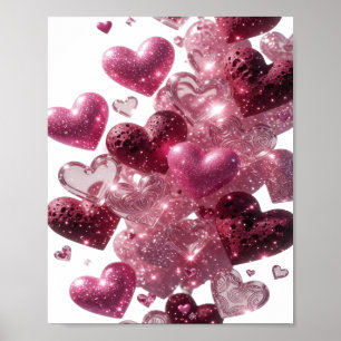 Verse Hartjes van Liefde Zilver Poster