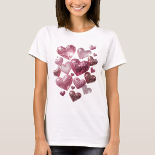 Verse Hartjes van Liefde Zilver Tekst Design T-shirt