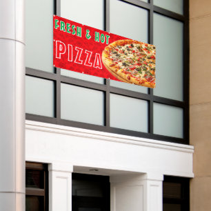 Verse & Heet Pizza Kaas Pepperoni Advertentie Spandoek
