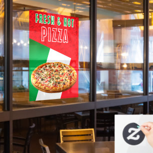 Verse & Heet Pizza Met Pizza Explosie Raamsticker