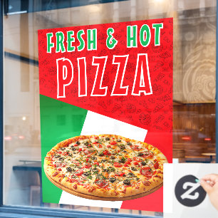 Verse & Heete Pizza Met Pizza Explosie  Raamsticker
