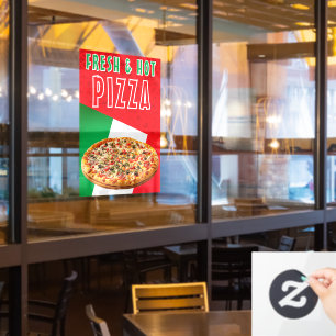 Verse & Heete Pizza Met Pizza Explosie Raamsticker