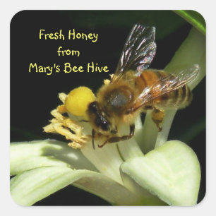Verse Honey Bee Hive Square Etiketten