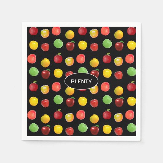 Verse kleurrijke appels op zwarte luiers servet (Voorkant)