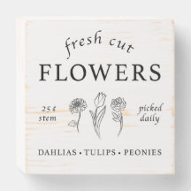 Verse knipbloemen Houten Box Sign.