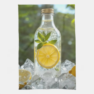 Verse koele citroen in een fles theedoek