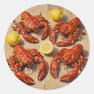 Verse Kooklobster Citroen Krant Feestmaal Ronde Sticker